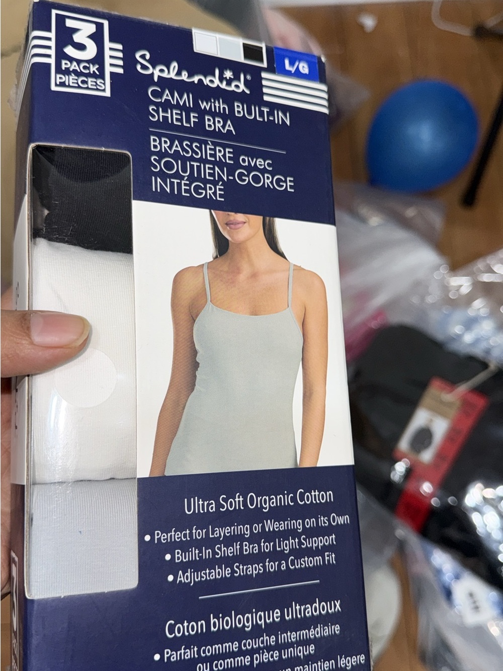 Splendid Women's White & Black 3-Pack Cami with Built-In Shelf Bra